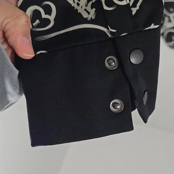 {Catherine Malandrino} Women's Paris Print Button Down Blouse - Size Large - Picture 8 of 13